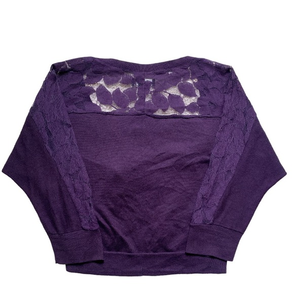 American Eagle Outfitters Purple Lace Quarter Sleeve Cardigan Button Up Sweater - Picture 2 of 4